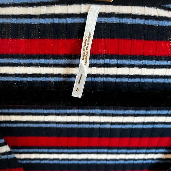 Free people small- worn once. Long sleeve tie top. Red white blue stripes - Picture 2 of 4